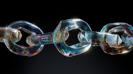 Poster - Frozen metal chain links in close-up view.