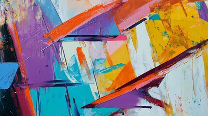 Poster - a colorful abstract painting depicting urban street art with vibrant colors and creative expression 