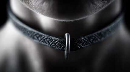 Poster - Close-up view of a decorative collar around a neck.