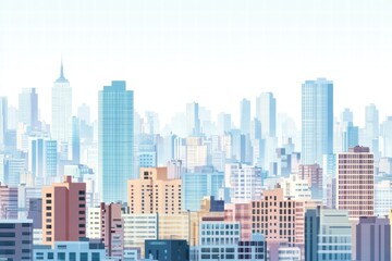  Colorful City Skyline with Modern Buildings and Urban Landscape