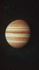 Wall Mural - majestic jupiter against starry backdrop showcasing its swirling clouds and vibrant bands in deep sp