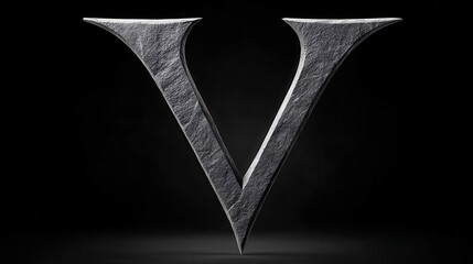 Poster - Dramatic, stylized capital letter v, dark background.