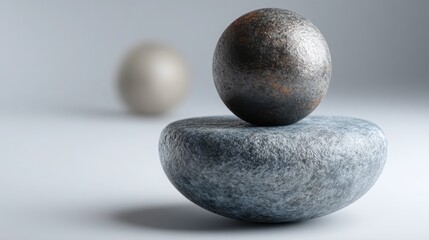 Poster - Stone balancing on top of another stone symbolizing balance in algorithmic wealth redistribution models and financial equity