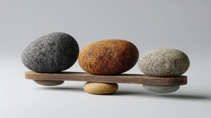 Poster - Three balls on wooden board symbolizing algorithmic wealth redistribution models in financial management concepts