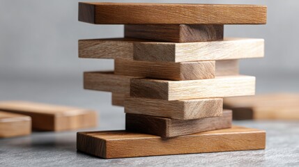 Poster - Wooden tower representing antifragile asset building strategies for sustainable growth and resilience in investments