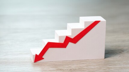 Poster - Red arrow ascending with a white arrow indicating upward momentum in financial continuation icon concept