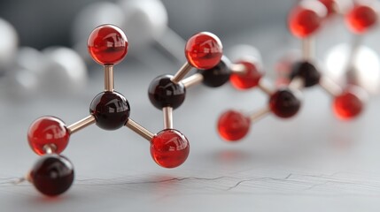 Poster - Molecular structure featuring red and black spheres illustrating scientific concept of market reaction at node