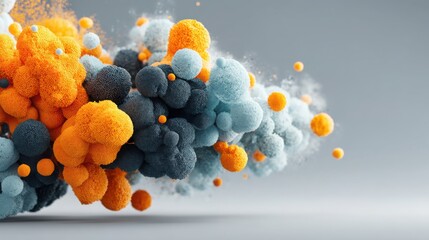 Poster - A group of orange and blue balls representing market price reaction at high volume node in financial analysis