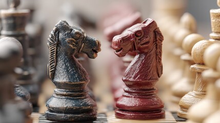 Poster - Strategic chess game in progress with focused players engaged in tactical moves and intense decision-making process