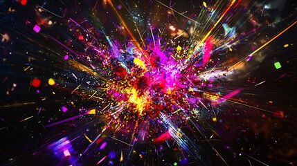 Poster - high-energy colorful explosion of light creating a dynamic abstract icon with vibrant hues and energ