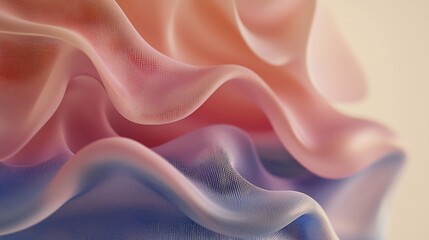 Poster - Serene wave form in fluid abstract art with beautiful pink and blue colors creating a sense of calm and tranquility