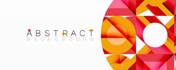 Fototapete - Modern abstract design features geometric shapes, vibrant colors, orange, pink, white. Clean composition suits digital projects.