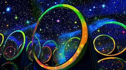 Poster - abstract colorful background filled with swirling shapes and vivid hues creating a dynamic visual ex