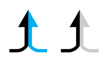 Poster - two arrows merging into one icon vector simple design