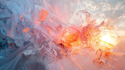 Poster - vibrant and colorful abstract artwork showcasing layered design and ethereal materials to create a c