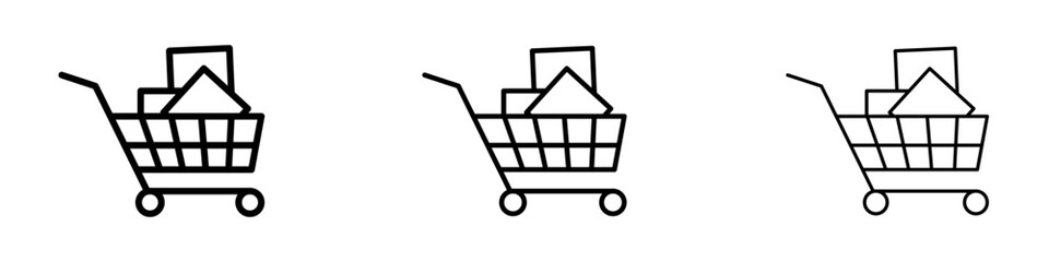 Poster - Cart with product icon vector simple design