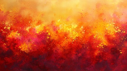Poster - Captivating painting with red and yellow background showcasing layered abstract light textures that evoke warmth and artistic inspiration