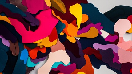 Poster - Pile of colorful paper pieces featuring layered abstract cutouts in an artistic composition that showcases creative potential and vibrant colors