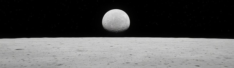 Lunar landscape with a moon