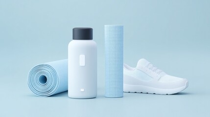 Poster - clean image of 3d-rendered sports equipment isolated on light background offering ample copy space