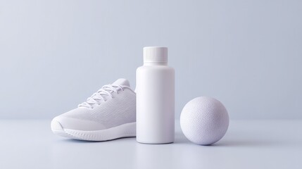 Poster - clean image of 3d-rendered sports equipment isolated on light background offering ample copy space