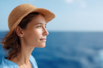 Aufkleber - diverse individual enjoying cruise background blurred for focus embodying relaxation at sea