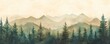 © kirania - Misty mountain range view through pine forest.