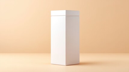 Poster - minimalistic clean image of sleek empty podium ready to display cosmetics surrounded by soft neutral background