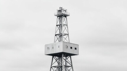 Aufkleber - minimalistic depiction of oil industry equipment on stark white background emphasizes isolation