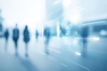Poster - minimalistic image showing integration of artificial intelligence in modern business environments