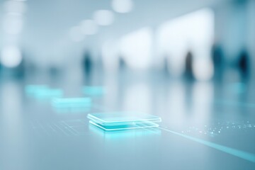 Poster - minimalistic office setting showcasing integration of artificial intelligence in business