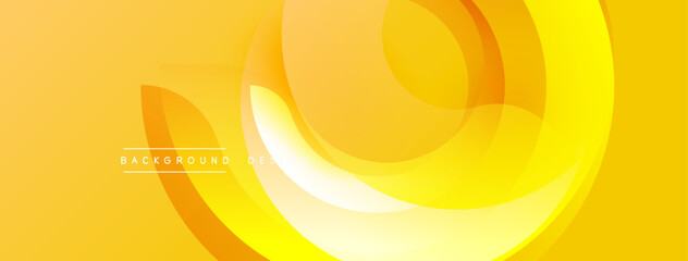 Fototapete - Bright yellow abstract background. Overlapping curved shapes create dynamic visual effect. Minimalist design, modern aesthetic.