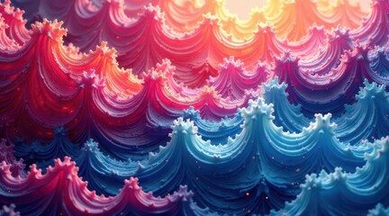 Wall Mural - abstract colorful waves a serene and vibrant digital landscape of intertwined curving forms