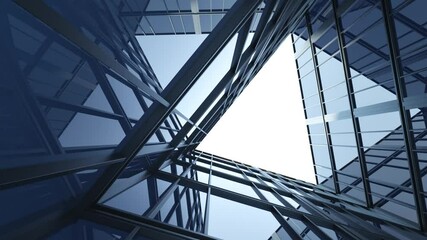 Poster - 3d rendering of modern architecture, Skyscraper corporate office building with glass window