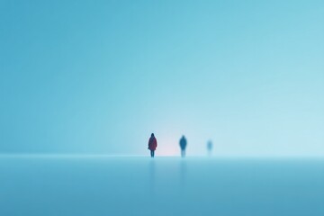 Poster - capture minimalistic scene with soft blurred figures as background using shallow depth of field to e