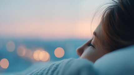 Poster - capture essence of restful sleep and wellness with blurry background figures minimalistic setting and abundant copy