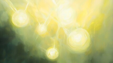 Poster - A captivating painting featuring the essence of yellow light creating an enchanting atmosphere with abstract forms and vibrant color palettes