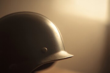 Poster - close-up of military helmet with shadow overlay