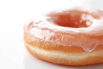 Poster - close-up of perfectly glazed donut on white background