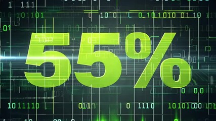 Matrix style 55 percent green tech grid animation