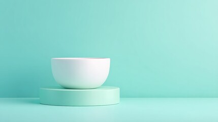 Poster - empty food podium sits on vibrant colored background under studio lighting exuding simplicity and modern flair