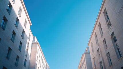 Poster - minimalistic composition showcasing european landmark with vast clear sky as background for ample copy space
