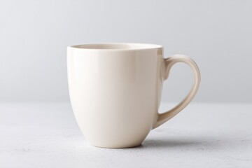 Poster - minimalistic photo of blank white mug with ample copy space on light background
