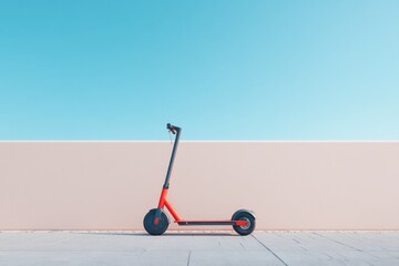 Aufkleber - minimalistic urban scene with e-scooter parked on simple concrete sidewalk in modern city