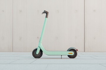 Aufkleber - minimalistic urban scene with e-scooter parked on simple concrete sidewalk in modern city