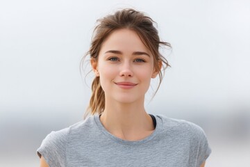 Poster - portrait of runner celebrating global running day with blurred background to emphasize subject suitable for any race