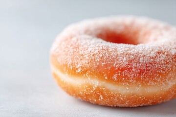 Poster - close-up of single glazed donut on white surface