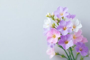Aufkleber - delicate arrangement of pastel flowers sits elegantly on clean white background