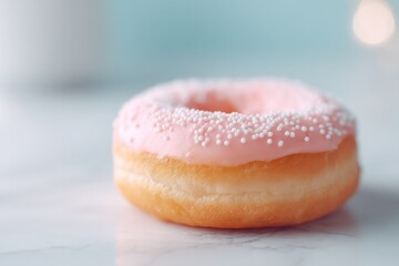 Aufkleber - donut placed on white surface with blurred background with ample copy space to enhance clean image