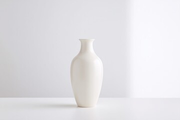 Poster - single elegant ceramic vase stands alone on pristine white backdrop with ample copy space